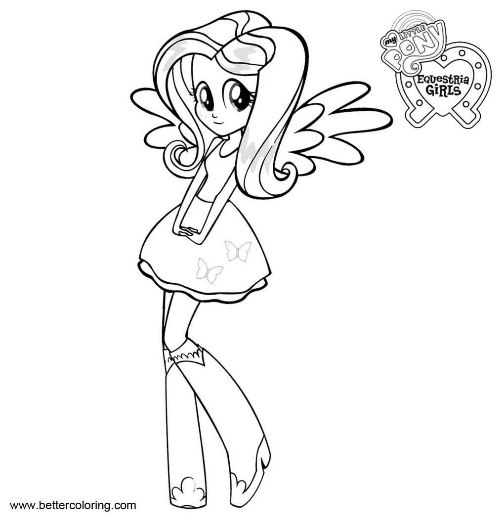 Free Fluttershy from My Little Pony Equestria Girls Coloring Pages printable