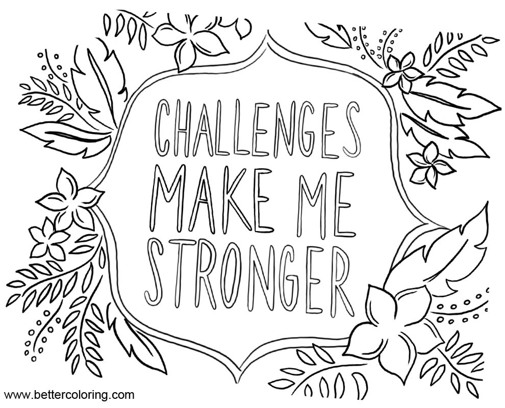 Free Growth Mindset Coloring Pages Challenges Make Me Stronger printable