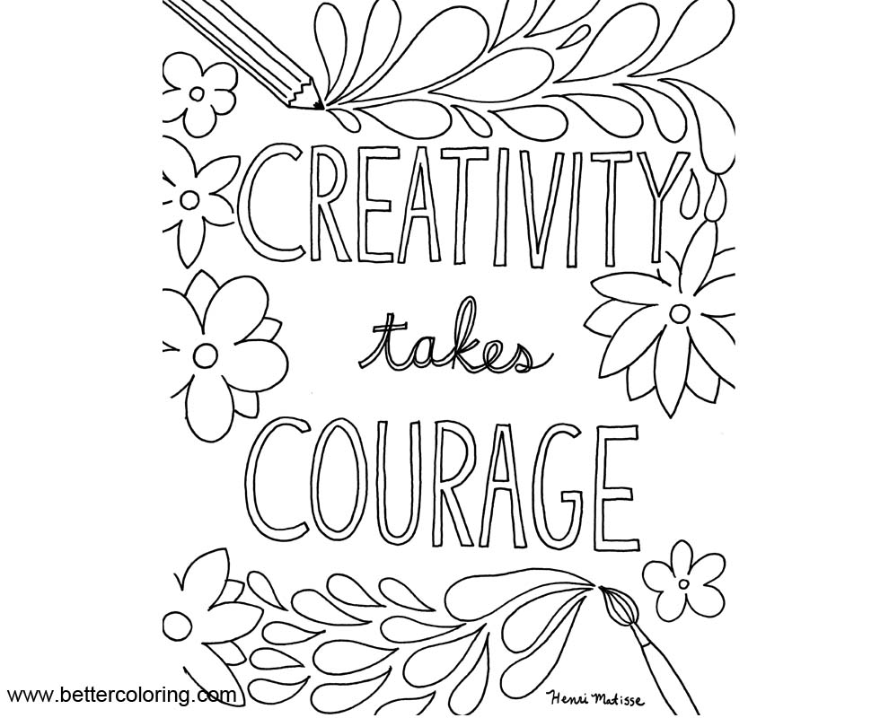 Free Growth Mindset Coloring Pages Creativity Takes Courage printable