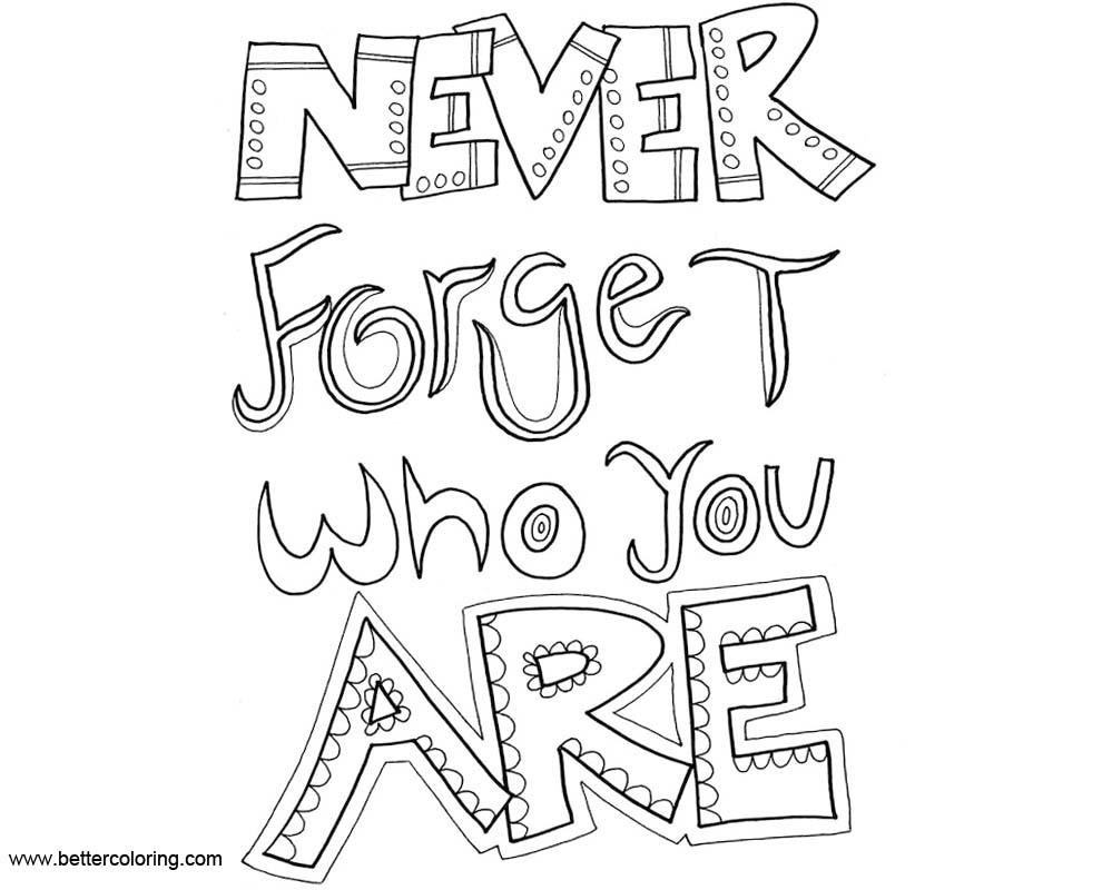 Free Growth Mindset Coloring Pages Never Forget Who You Are printable