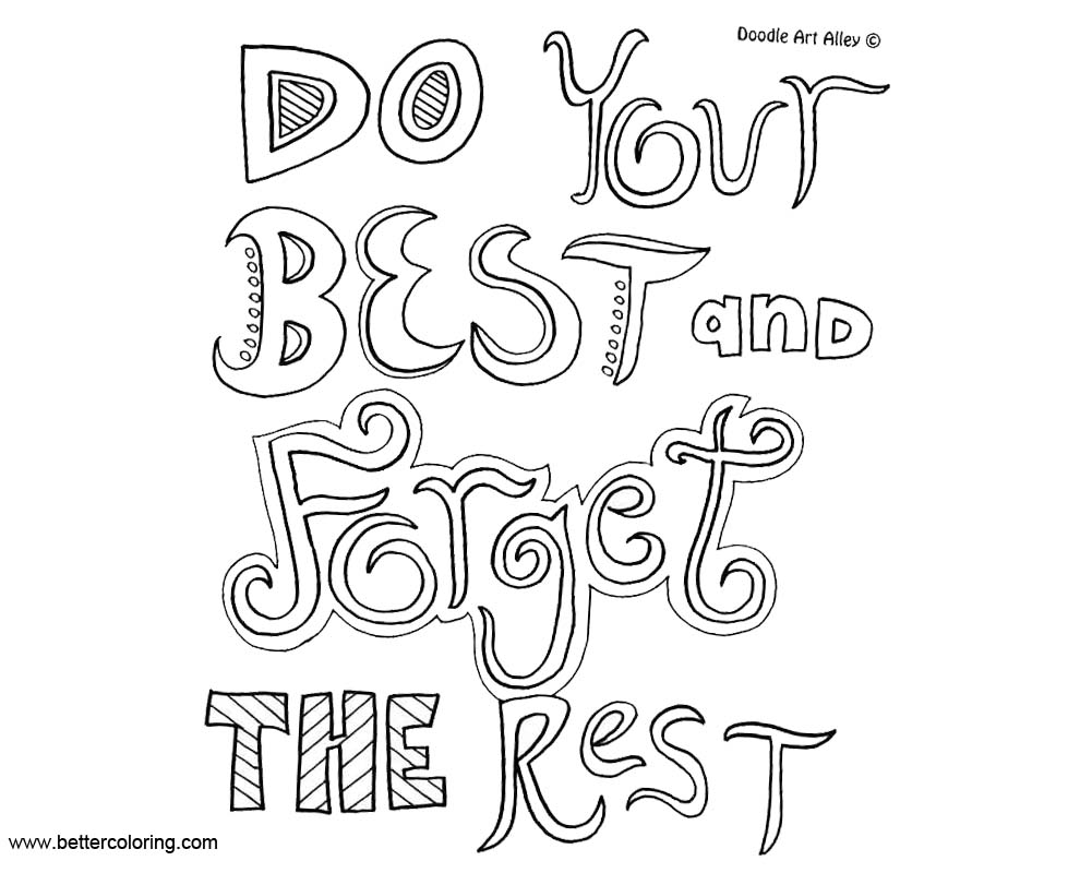 Free Growth Mindset Quotes Coloring Pages Do Your Best and Forget The Rest printable