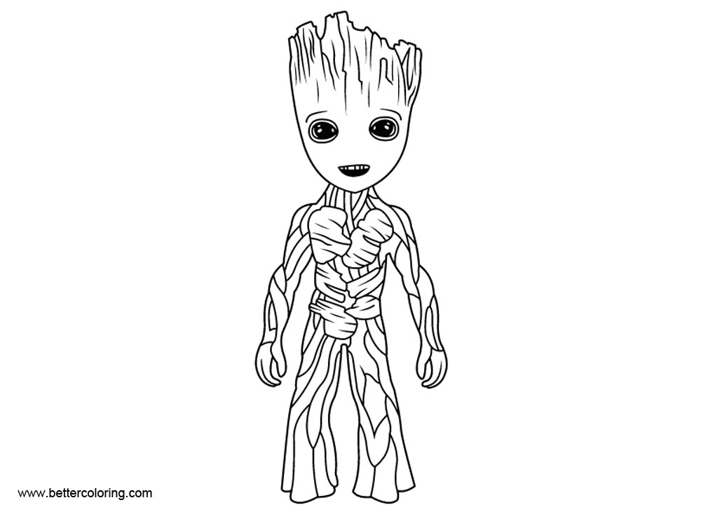 Free Guardians of the Galaxy Baby Groot Coloring Pages Draw Tutorial printable