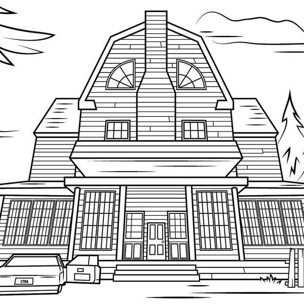 Simple Haunted House Coloring Pages Printable - Free Printable Coloring ...