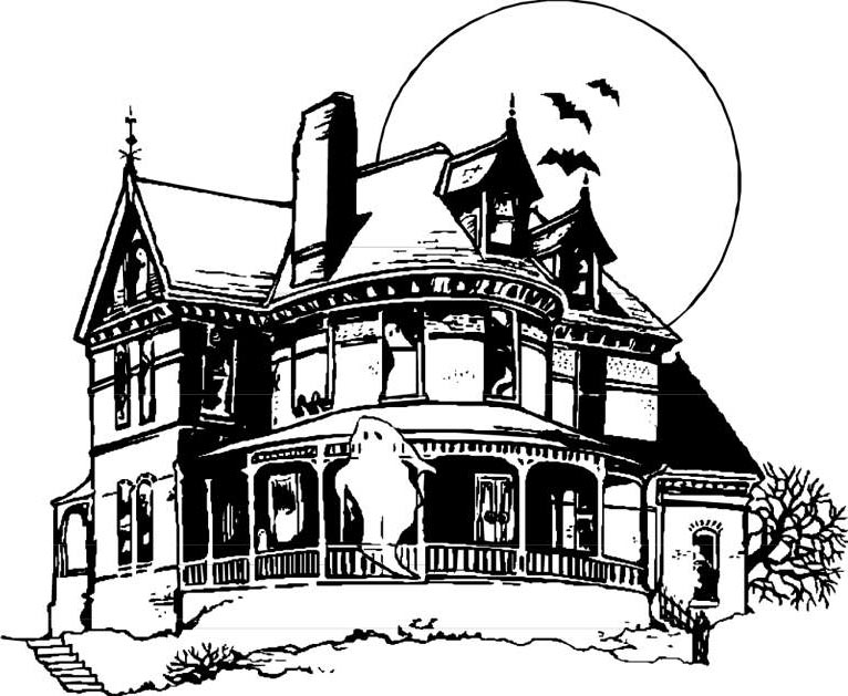 Free Haunted House Coloring Pages Sketch printable