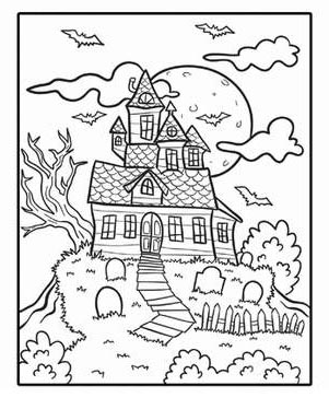 Free Haunted House Coloring Pages Spooky Mansion Coloring Page Worksheet Educationcom printable