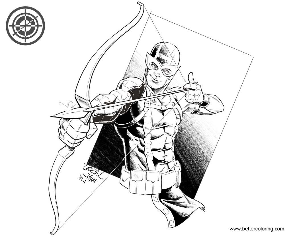 Free Hawkeye Coloring Pages Black and White by Jason Muhr printable