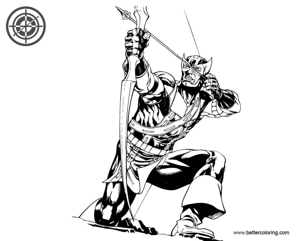 Free Hawkeye Coloring Pages Black and White printable