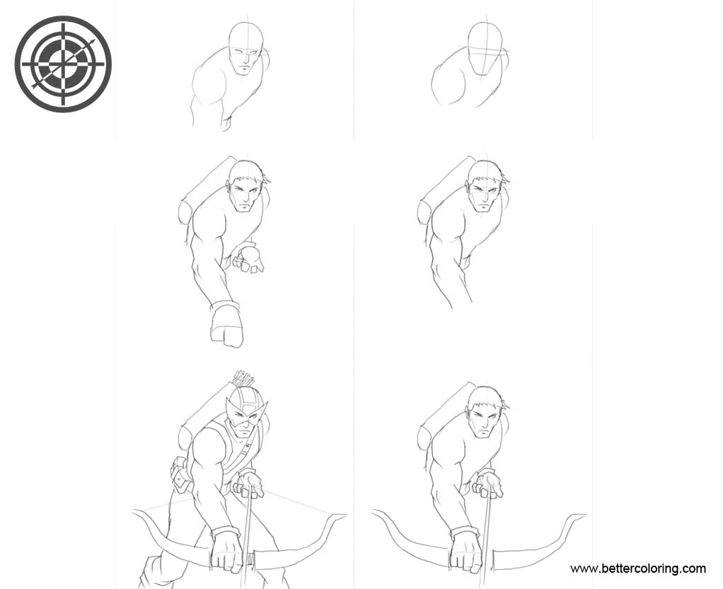 Free Hawkeye Coloring Pages How to Draw Tutorial Step by Step printable
