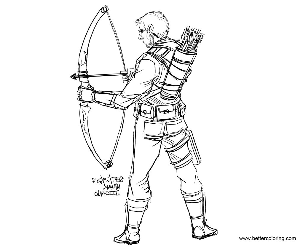 Free Hawkeye Coloring Pages Linear printable