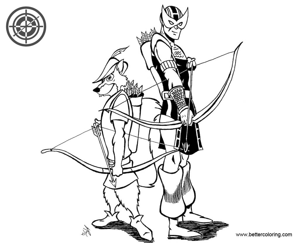 Free Hawkeye Coloring Pages with Robin Hood by zombieg printable