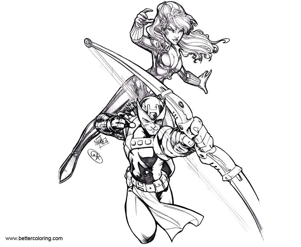 Free Hawkeye and Black Widow Coloring Pages by Adamwithers printable