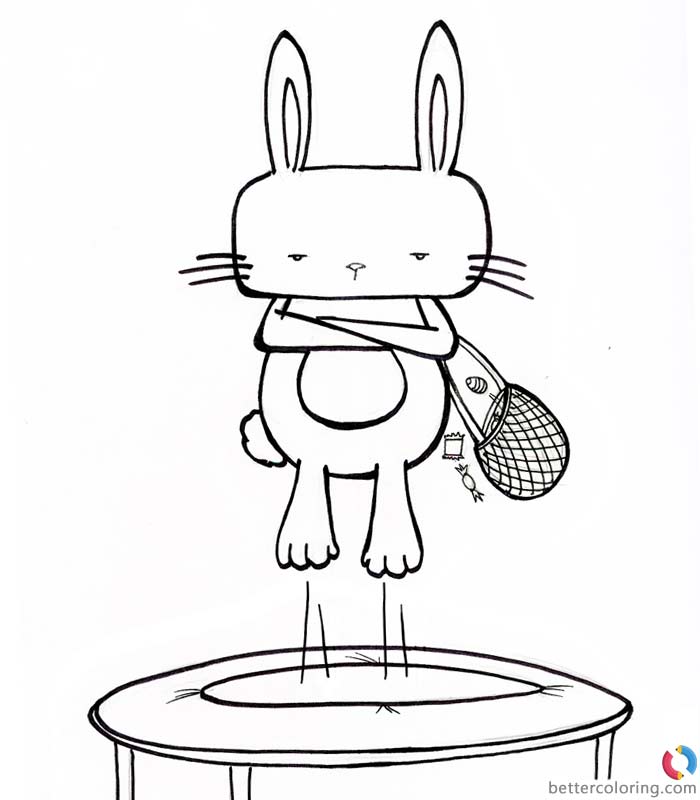 Free Hipster Coloring Pages Bunny Play Trampoline printable