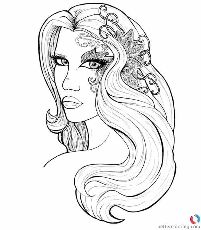 Hipster Coloring Pages Long Hair Girl - Free Printable Coloring Pages