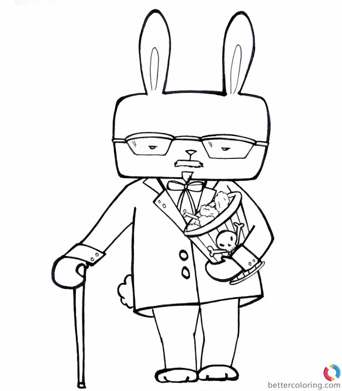 Hipster Coloring Pages Old Bunny Man - Free Printable Coloring Pages