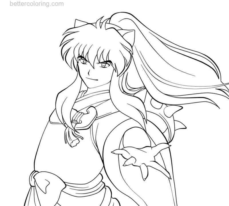 Free InuYasha Coloring Pages Fan Art by xCaeli printable