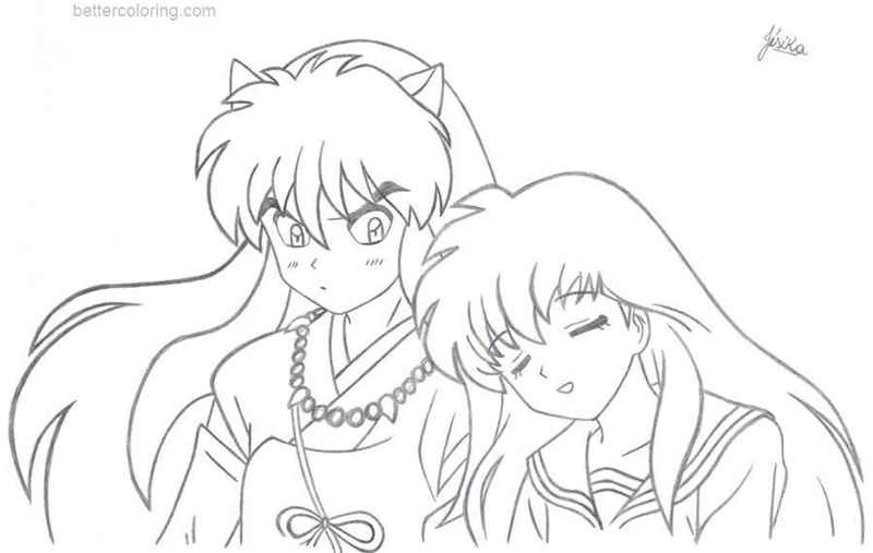 Download InuYasha Coloring Pages Kagome and InuYasha by KagomeShan - Free Printable Coloring Pages