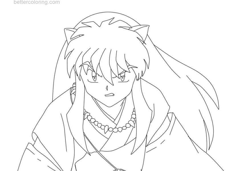 Free InuYasha Coloring Pages Lineart by Zoro1223 printable