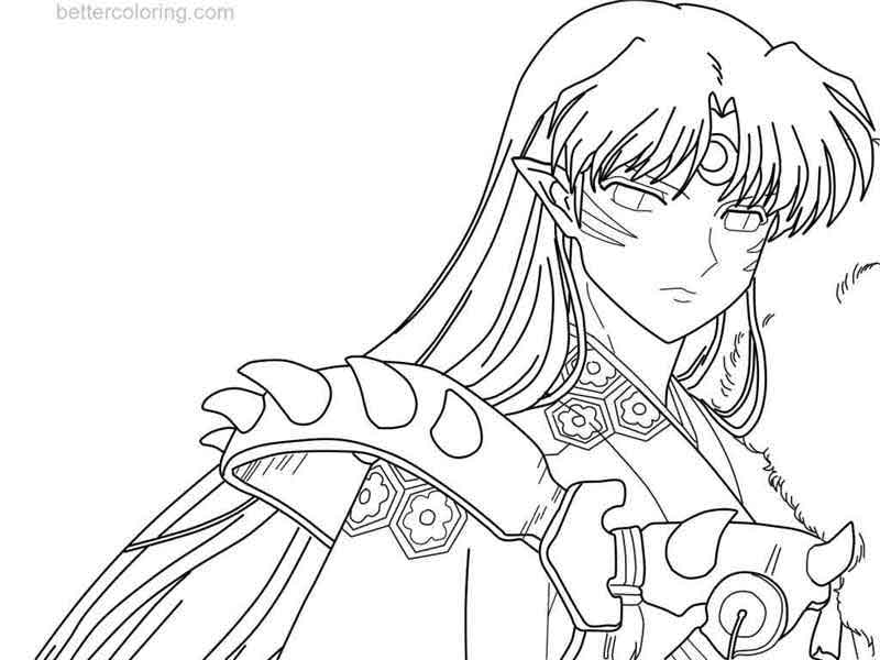 Download InuYasha Coloring Pages Sesshomaru Line Art by ShoushiKaito - Free Printable Coloring Pages