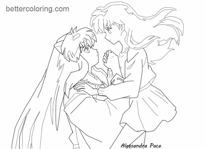 Download InuYasha Coloring Pages kagome by almachiaraalex - Free Printable Coloring Pages