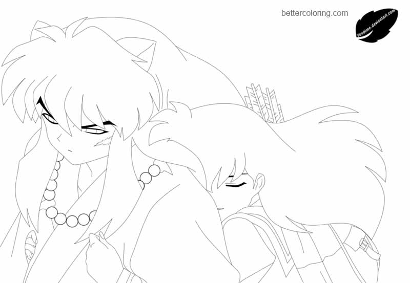 Free InuYasha Kagome Coloring Pages by yondime printable
