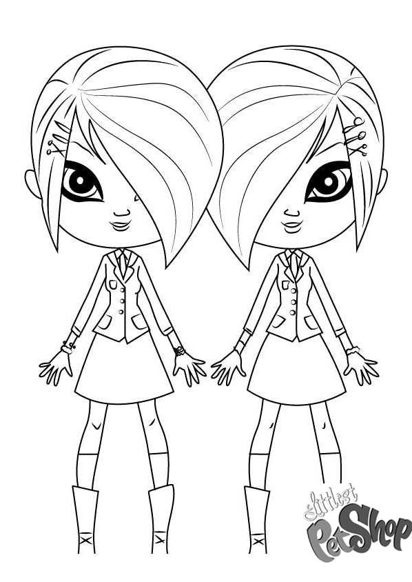 Free Littlest Pet Shop Coloring Pages Whittany and Brittany Biskit printable