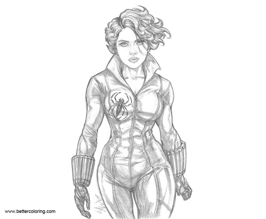 Marvel Black Widow Coloring Pages by CdubbArt - Free Printable Coloring