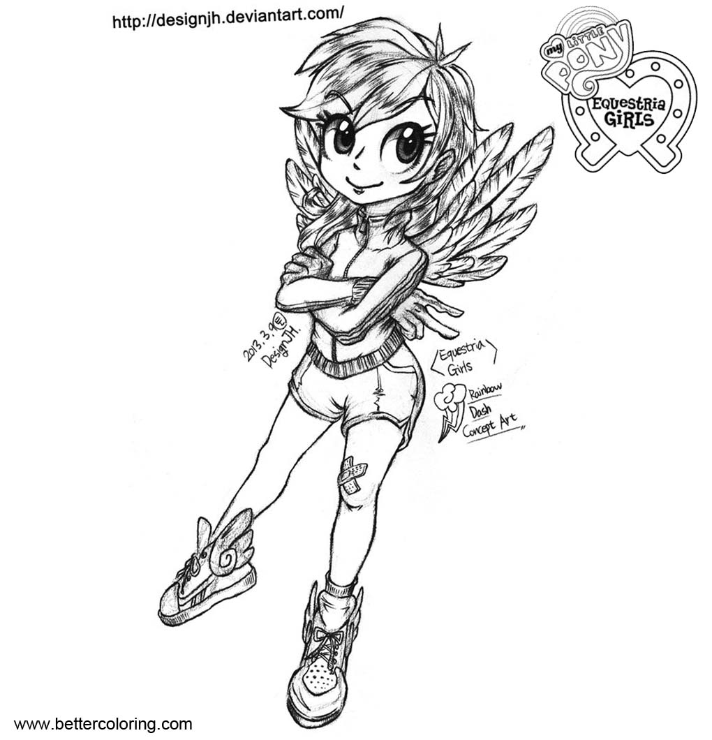 My Little Pony Equestria Girls Coloring Pages Rainbow Dash - Free Printable Coloring Pages