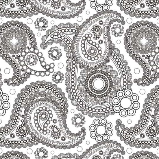 Free Paisley Coloring Pages Black and White printable