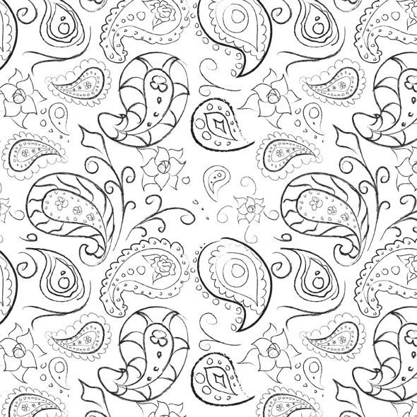 Free Paisley Coloring Pages Pencils Sketch printable