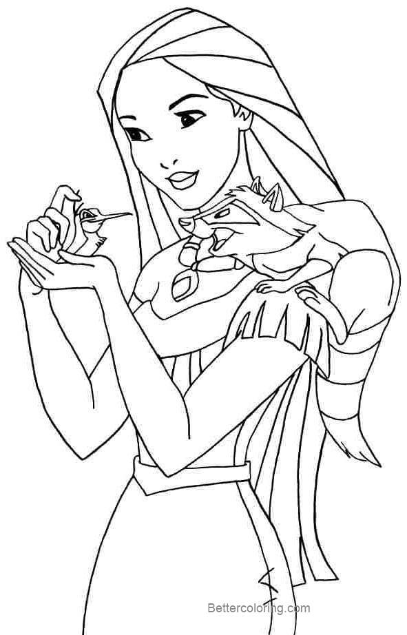 Free Pocahontas Coloring Pages Black and White printable