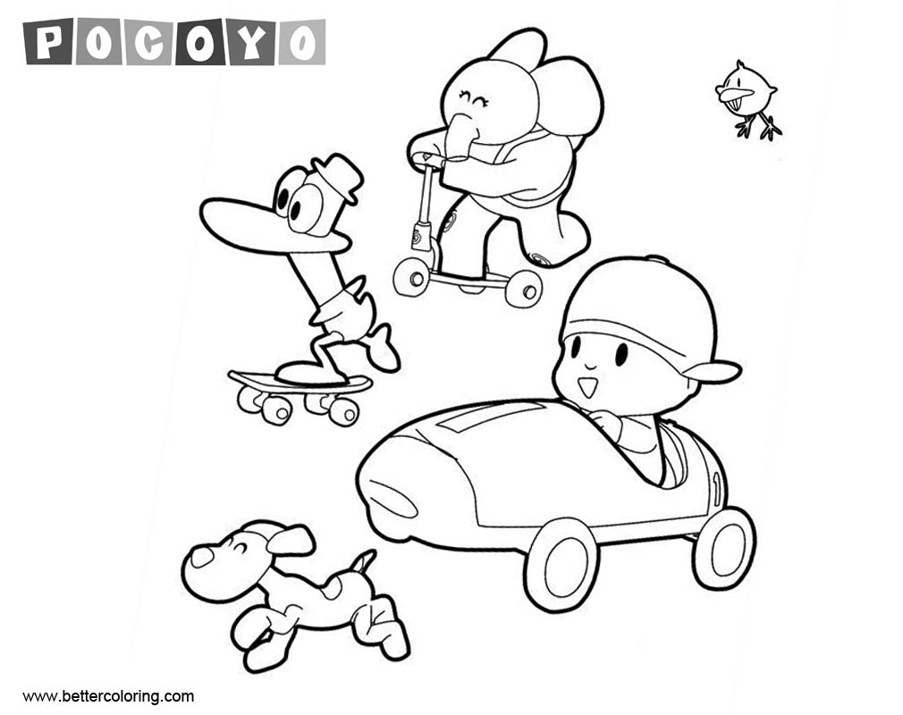 Pocoyo Coloring Pages Racing - Free Printable Coloring Pages