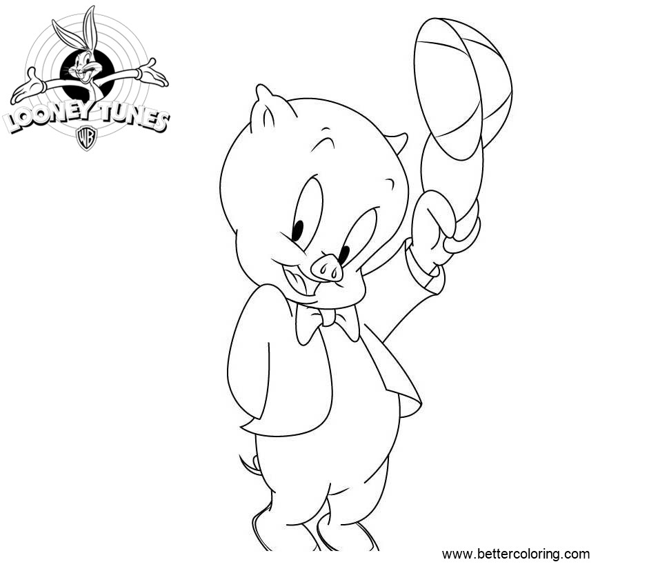 Free Porky Pig from Looney Tunes Coloring Pages Clip Art printable
