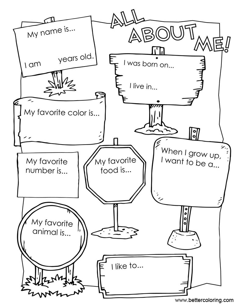 Free Printable All About ME Coloring Pages Worksheets printable