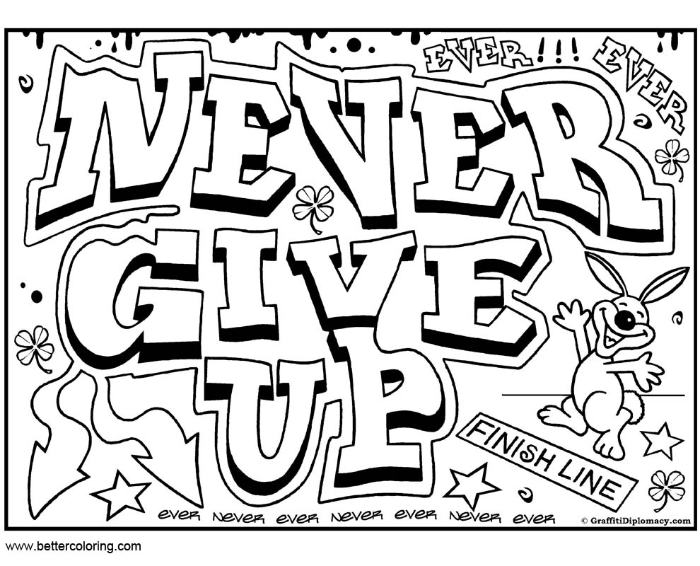 Free Quotes of Growth Mindset Coloring Pages Never Give Up printable