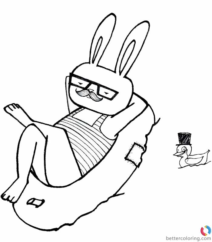 Free Rabbit Hipster Coloring Pages printable