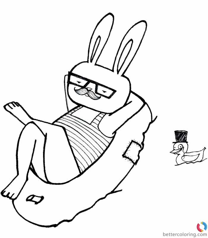 Rabbit Hipster Coloring Pages - Free Printable Coloring Pages