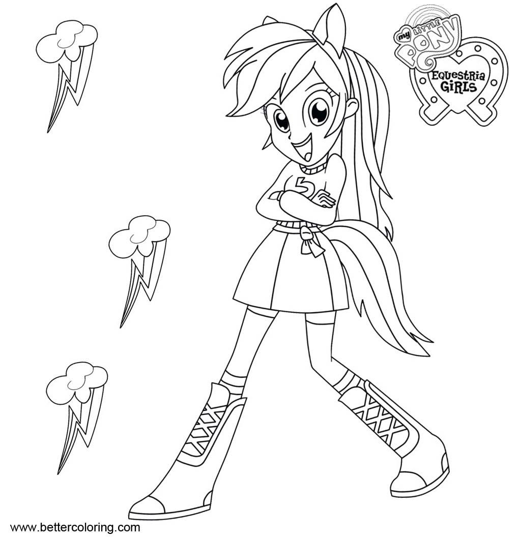 Rainbow Dash From My Little Pony Equestria Girls Coloring Pages Free 