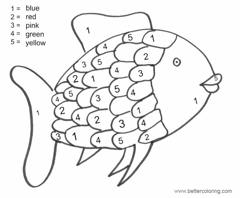 Free Rainbow Fish Coloring Pages Color by Numbers printable