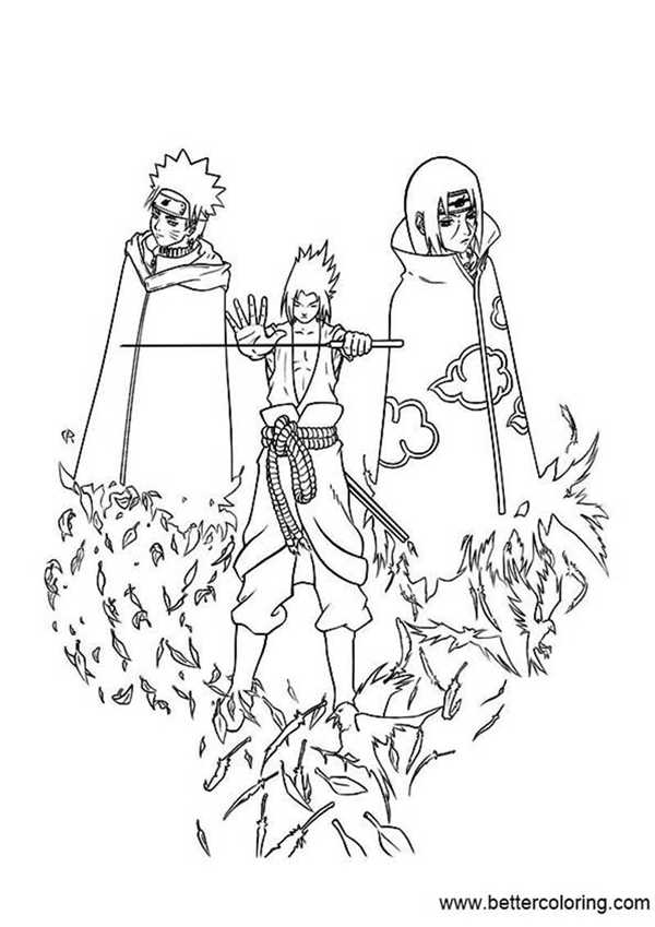 Sasuke Itachi and Naruto Coloring Pages - Free Printable Coloring Pages