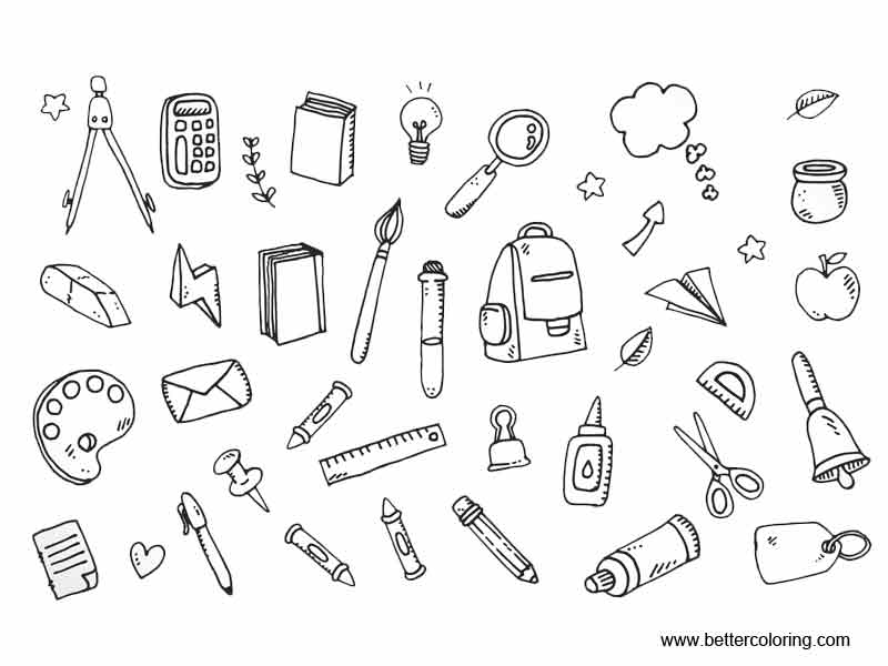 Download School Supplies Coloring Pages Icons - Free Printable Coloring Pages