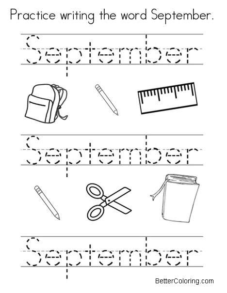 Free September Coloring Pages September Worksheet printable