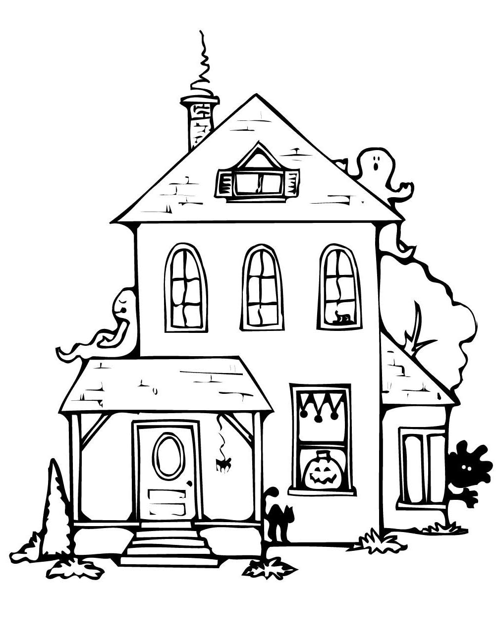 Simple Haunted House Coloring Pages Printable Free Printable Coloring 