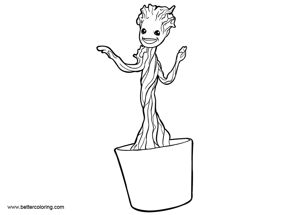 Free Smiling Baby Groot Coloring Pages printable