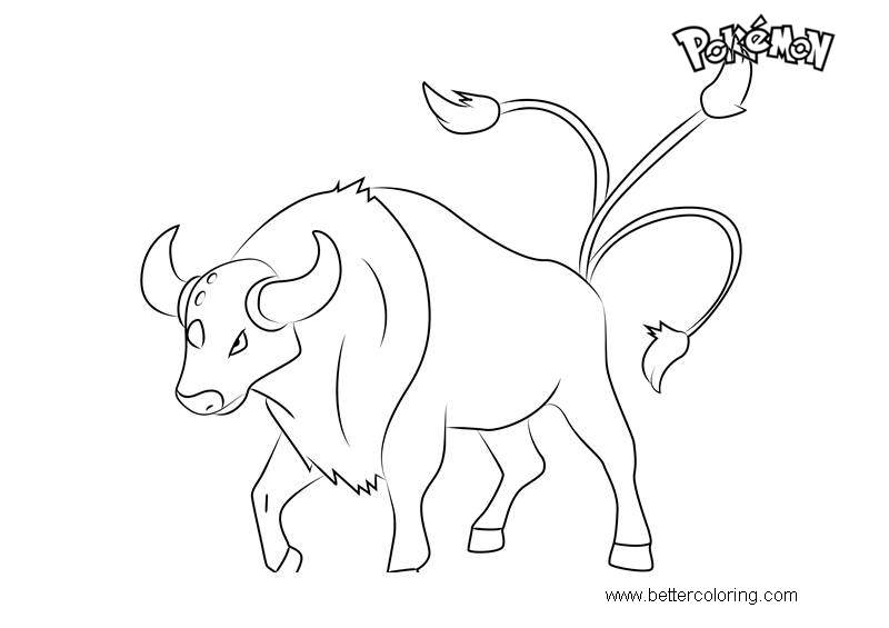 Tauros from Pokemon Coloring Pages - Free Printable Coloring Pages