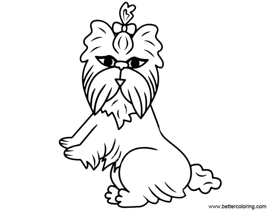 Free Yorkshire Terrier Coloring Pages Black and White printable