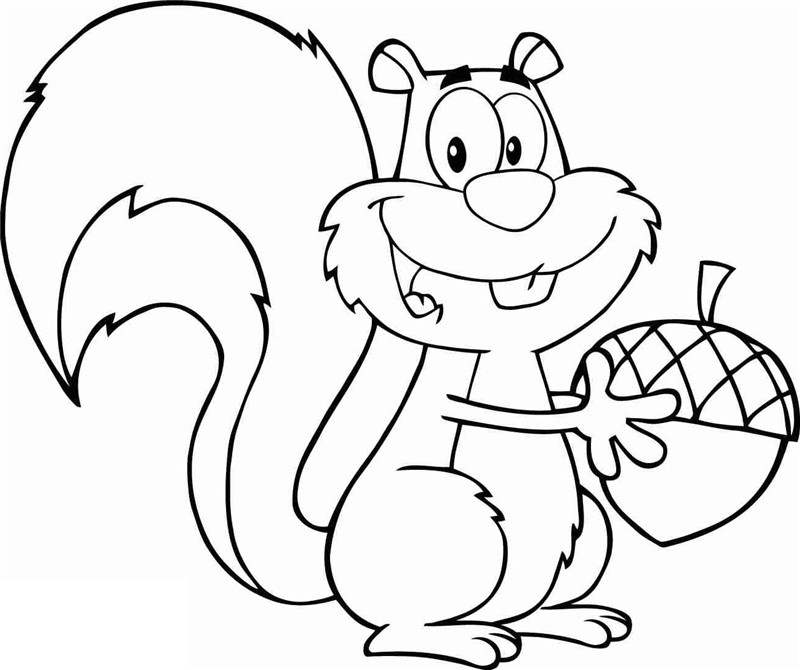 Free Acorn Coloring Pages and Squirrel Drawing Pictures printable