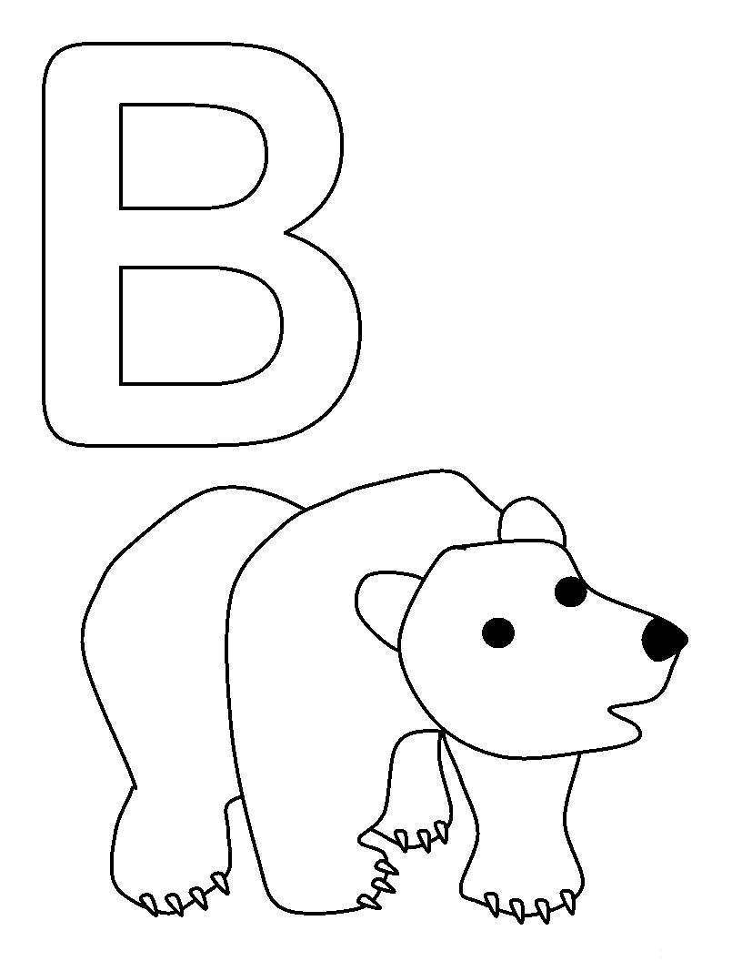 Free Brown Bear Brown Bear Coloring Pages Letter B printable