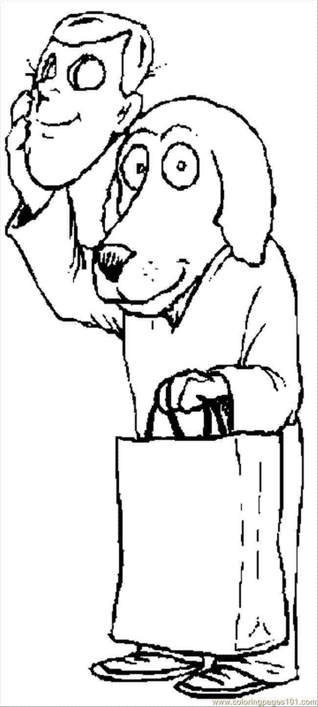 Free Dog Man Coloring Pages with Mask printable