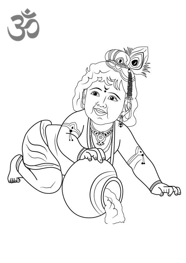 Hinduism Coloring Pages Baby Lord Krishna Printable Free Printable