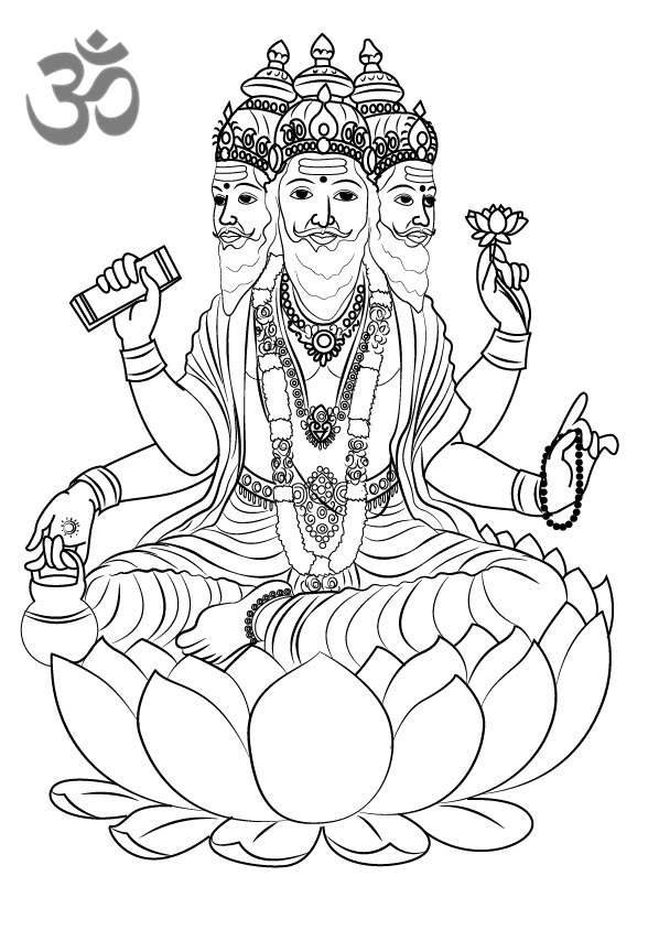 Free Hinduism Coloring Pages Brahma Printable printable